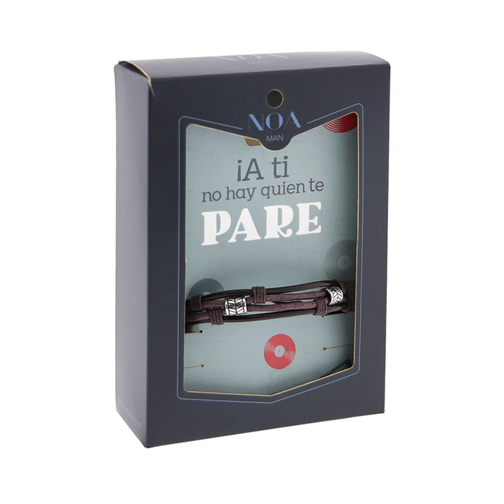 Pulsera de cuero y acero inoxidable Noa Man