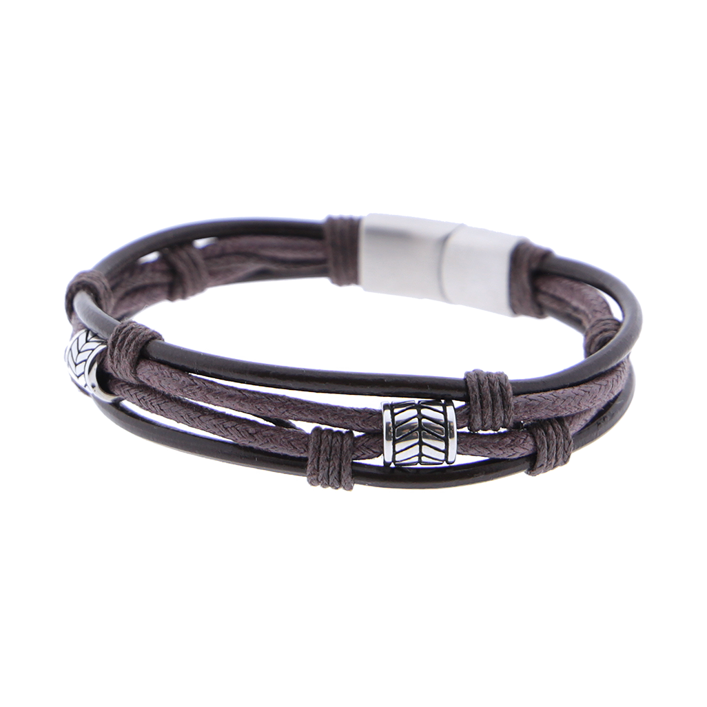 Pulsera de cuero y acero inoxidable Noa Man