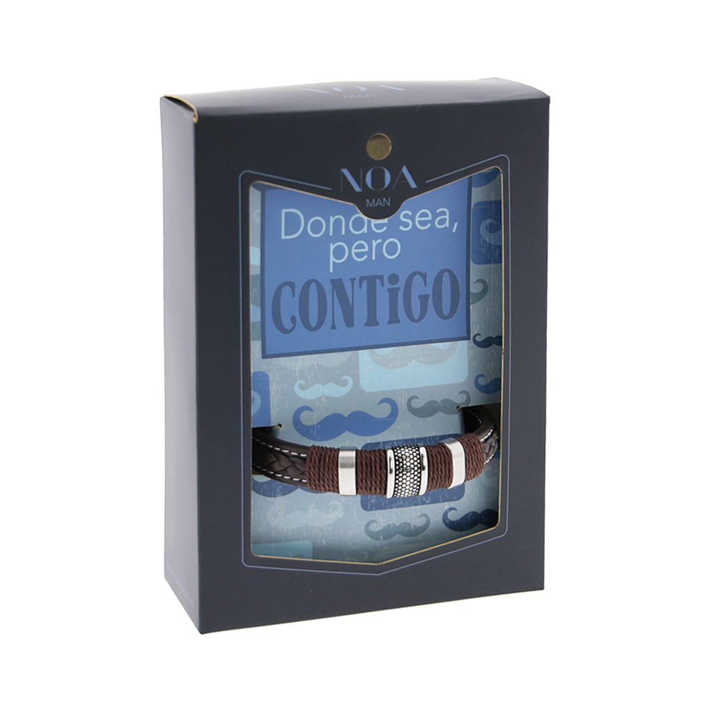 Pulsera de cuero y acero inoxidable Noa Man