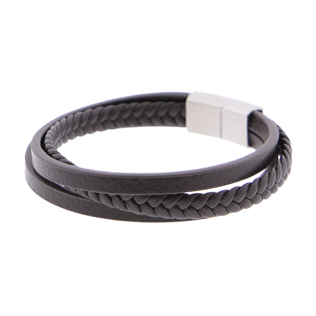 Pulsera de cuero y acero inoxidable Noa Man