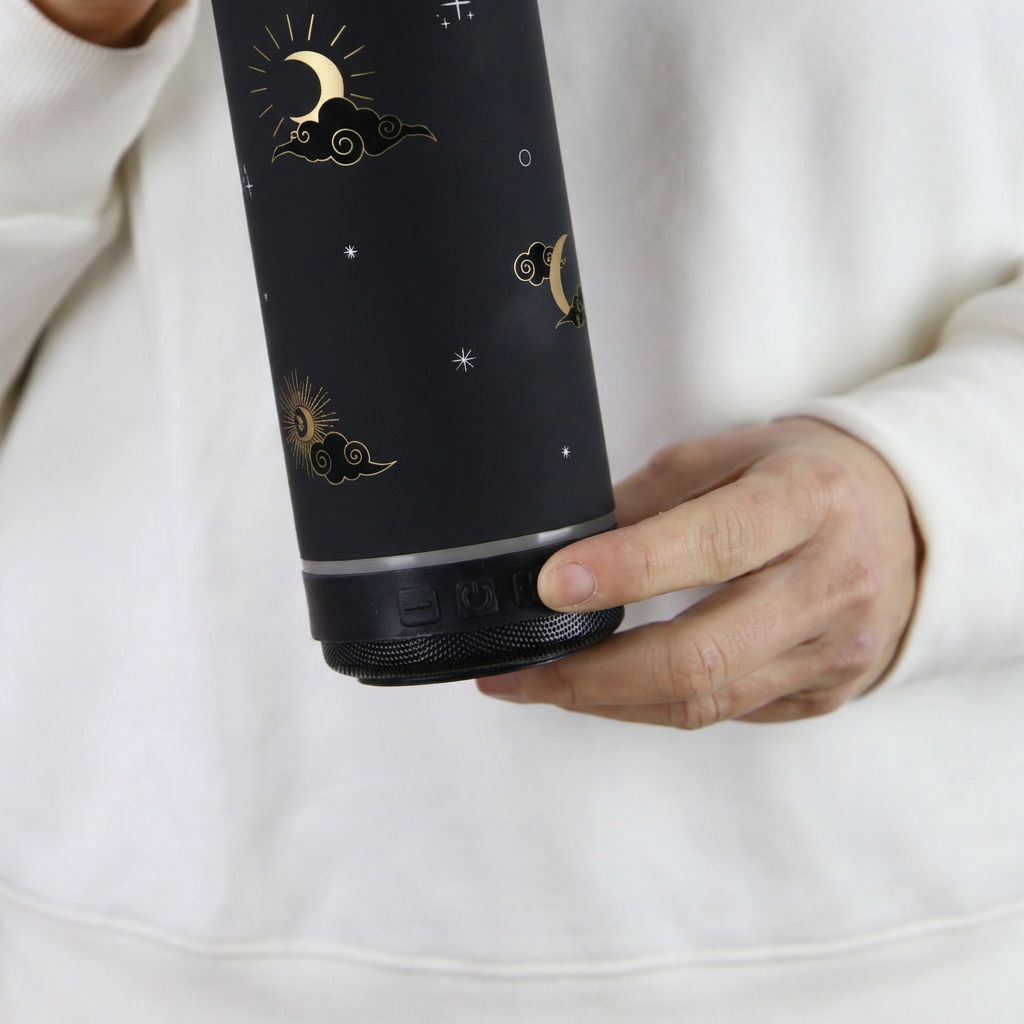 Botella 600 ml con altavoz - Draconis - Black