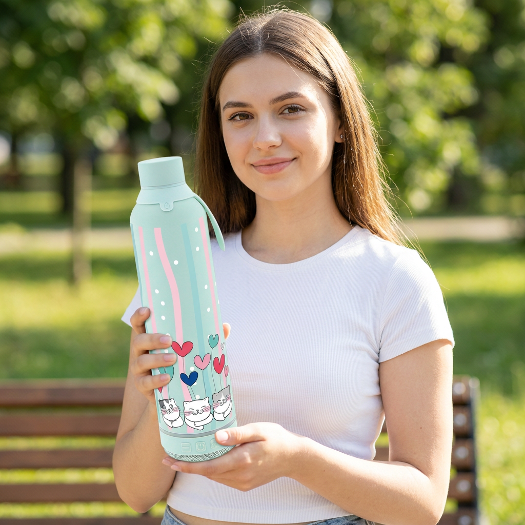 Botella Térmica de Acero Inoxidable con Altavoz – Cat Whiskers