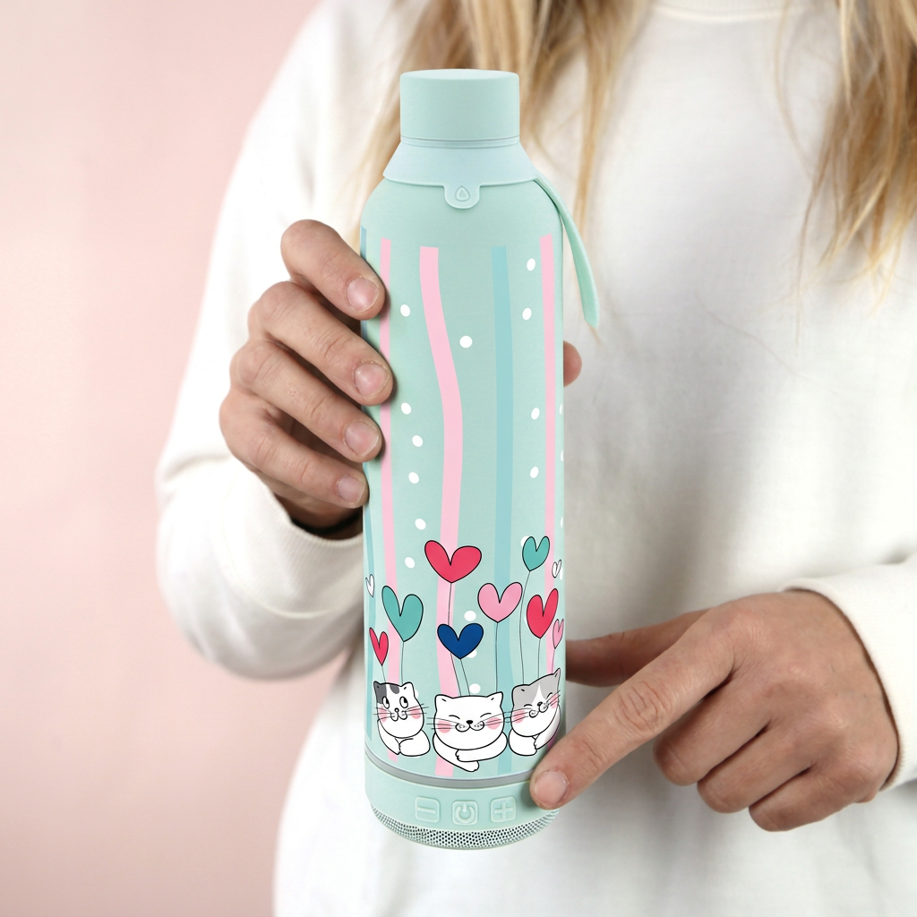 Botella Térmica de Acero Inoxidable con Altavoz – Cat Whiskers