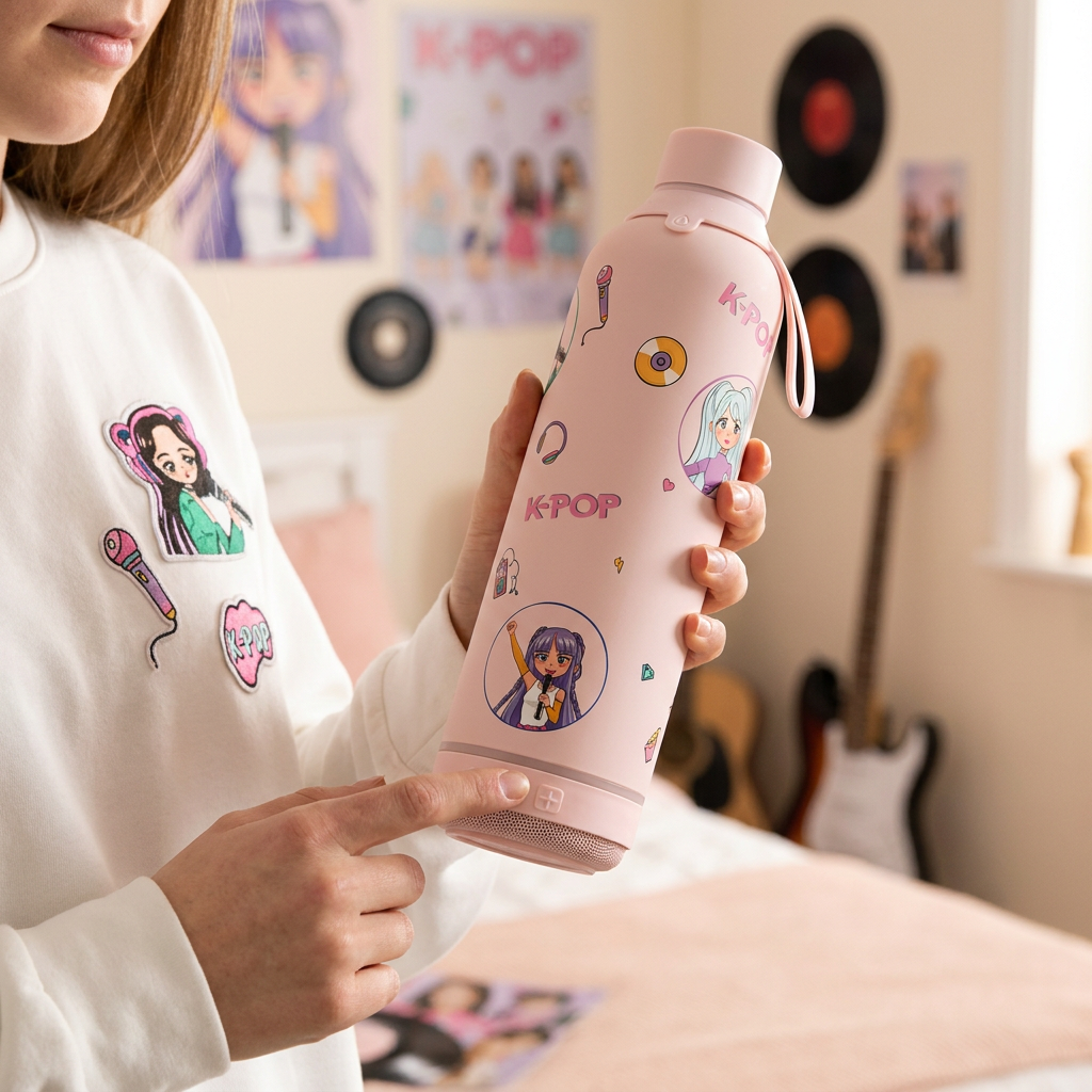 Botella Térmica de Acero Inoxidable con Altavoz – K-Pop | Lovely Story
