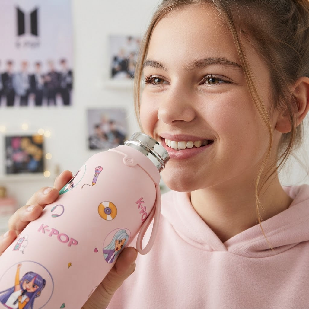 Botella Térmica de Acero Inoxidable con Altavoz – K-Pop | Lovely Story