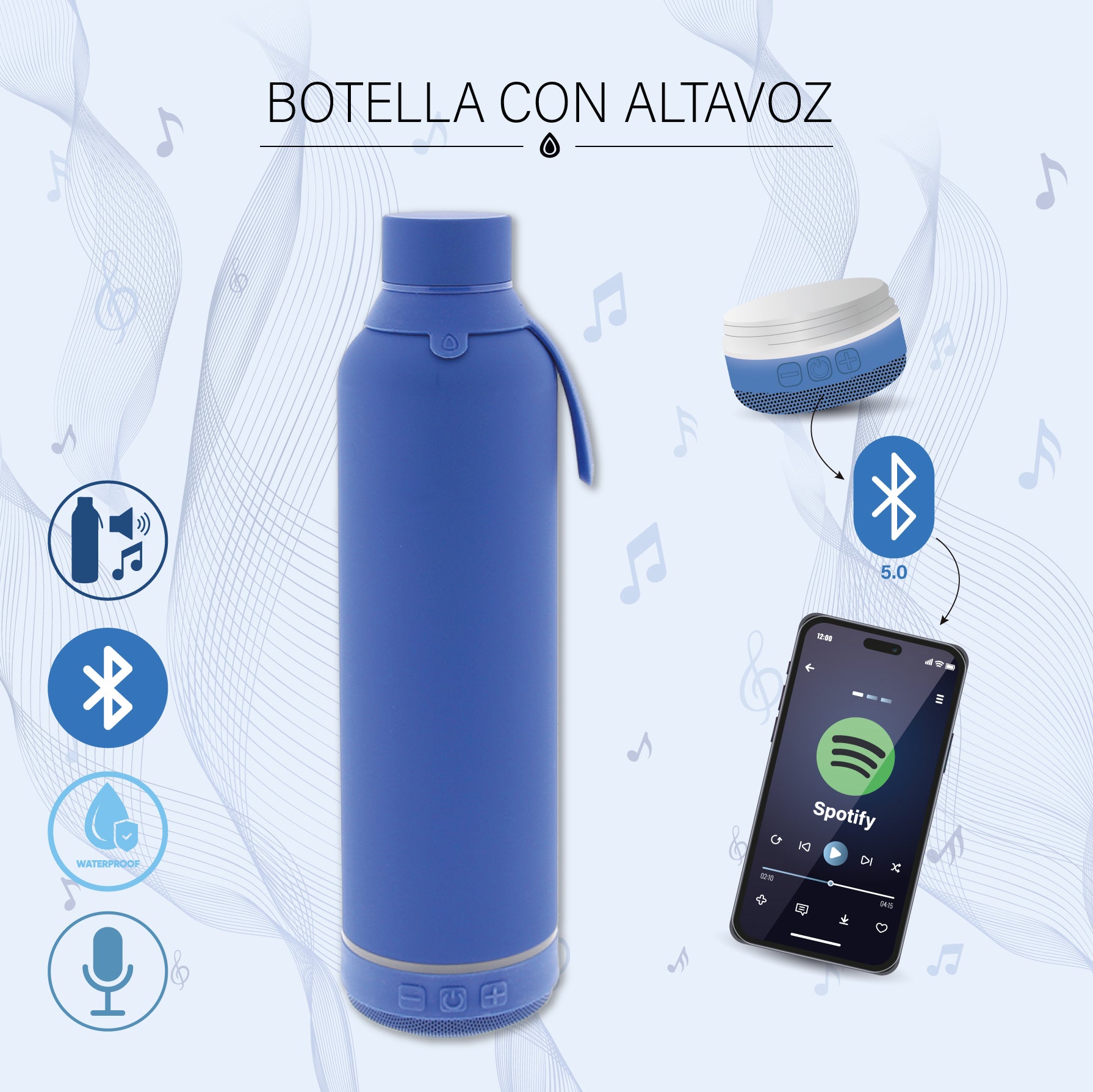 Botella 600ml +Altavoz - Lisa