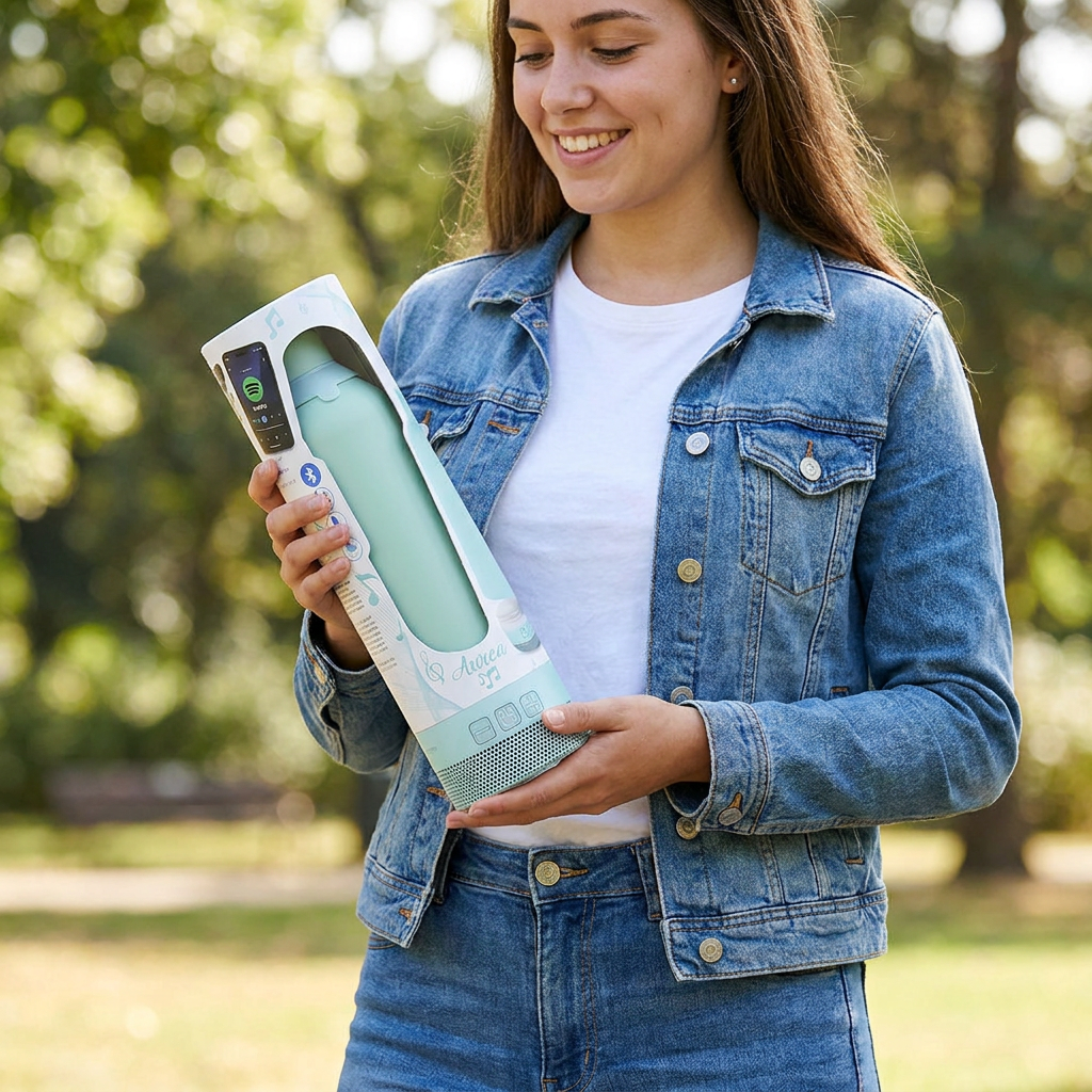 Botella Térmica de Acero Inoxidable con Altavoz – Lisa | Aurea