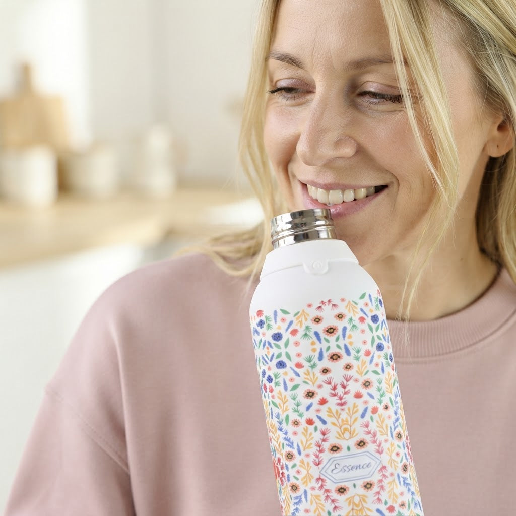 Botella Térmica de Acero Inoxidable con Altavoz – Floral Essence | Aurea