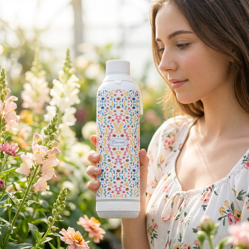 Botella Térmica de Acero Inoxidable con Altavoz – Floral Essence | Aurea
