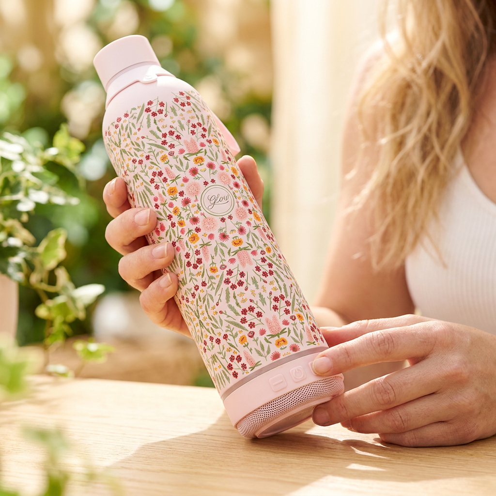Botella Térmica de Acero Inoxidable con Altavoz – Floral Essence | Aurea