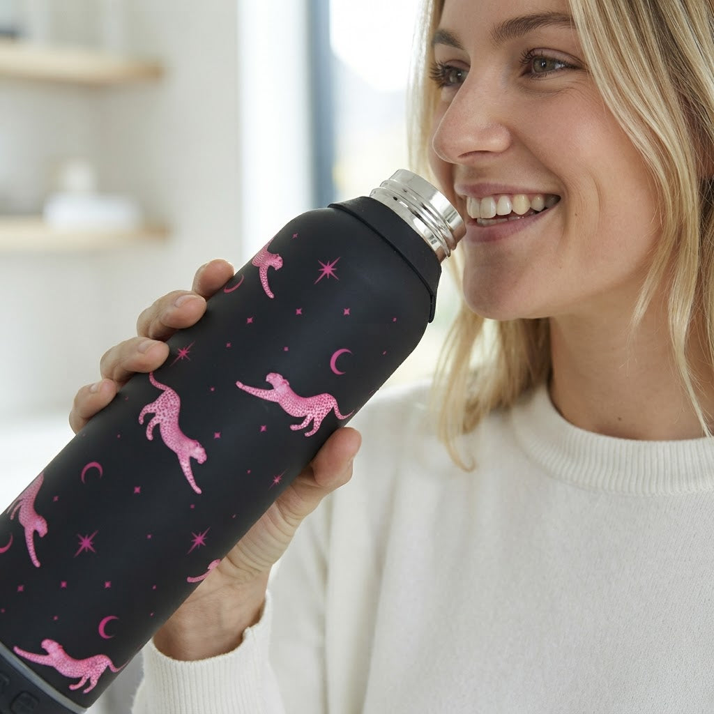 Botella Térmica de Acero Inoxidable con Altavoz – Mystic Leopard | Aurea