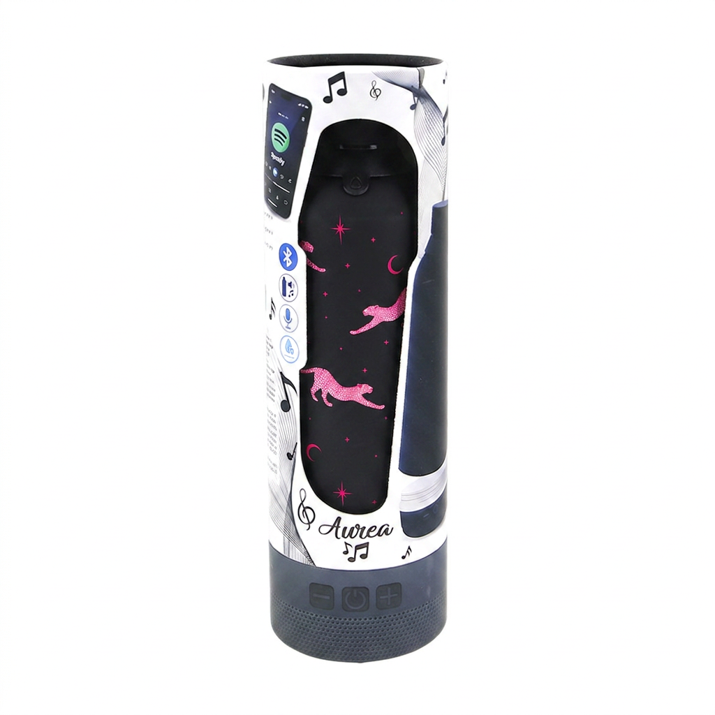 Botella Térmica de Acero Inoxidable con Altavoz – Mystic Leopard | Aurea