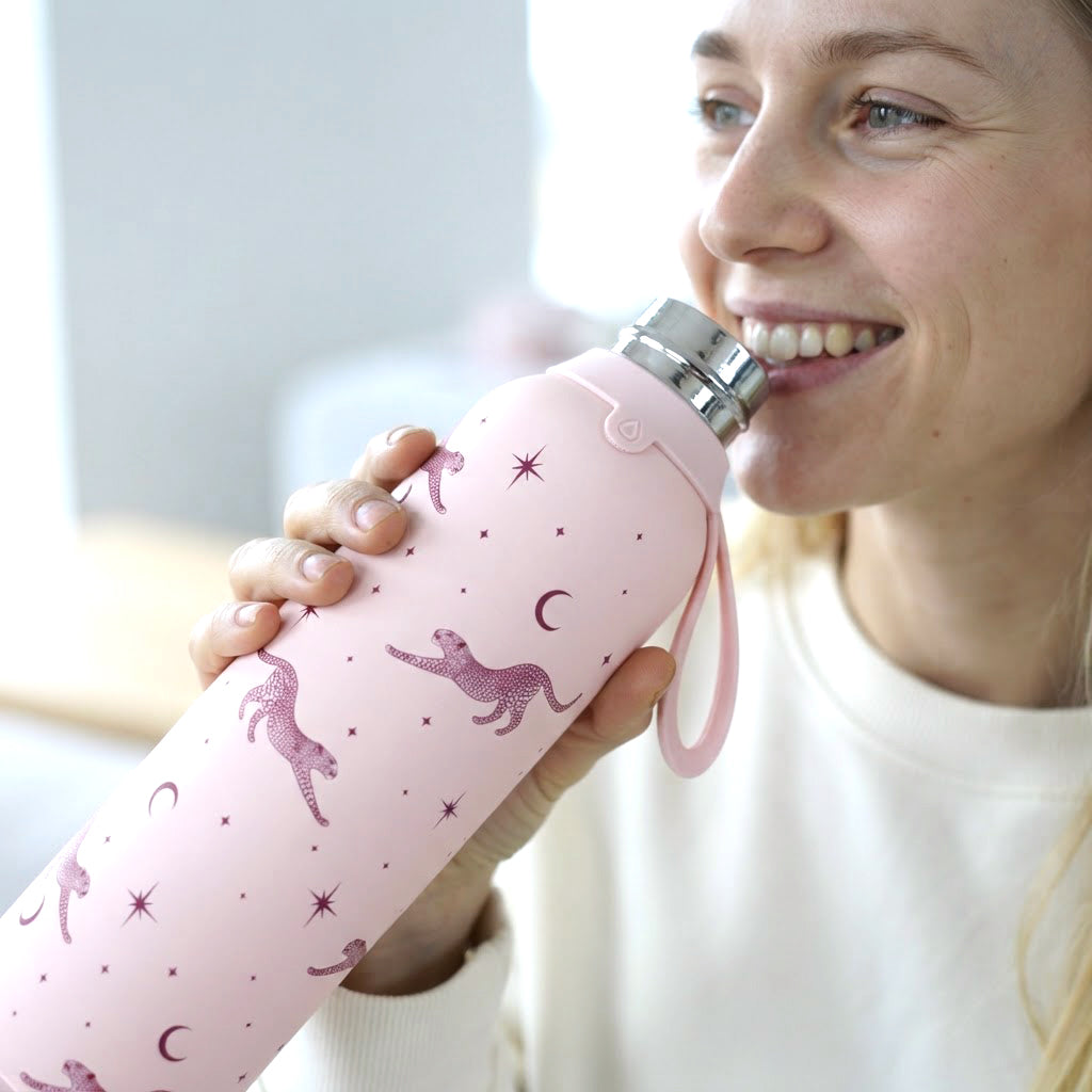 Botella Térmica de Acero Inoxidable con Altavoz – Mystic Leopard | Aurea