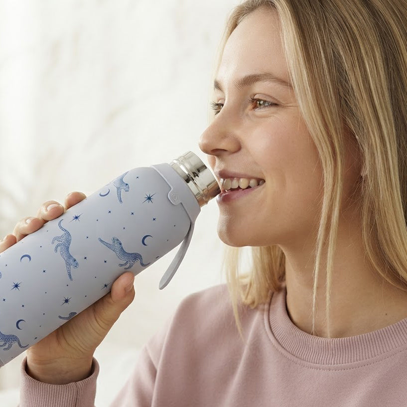 Botella Térmica de Acero Inoxidable con Altavoz – Mystic Leopard | Aurea