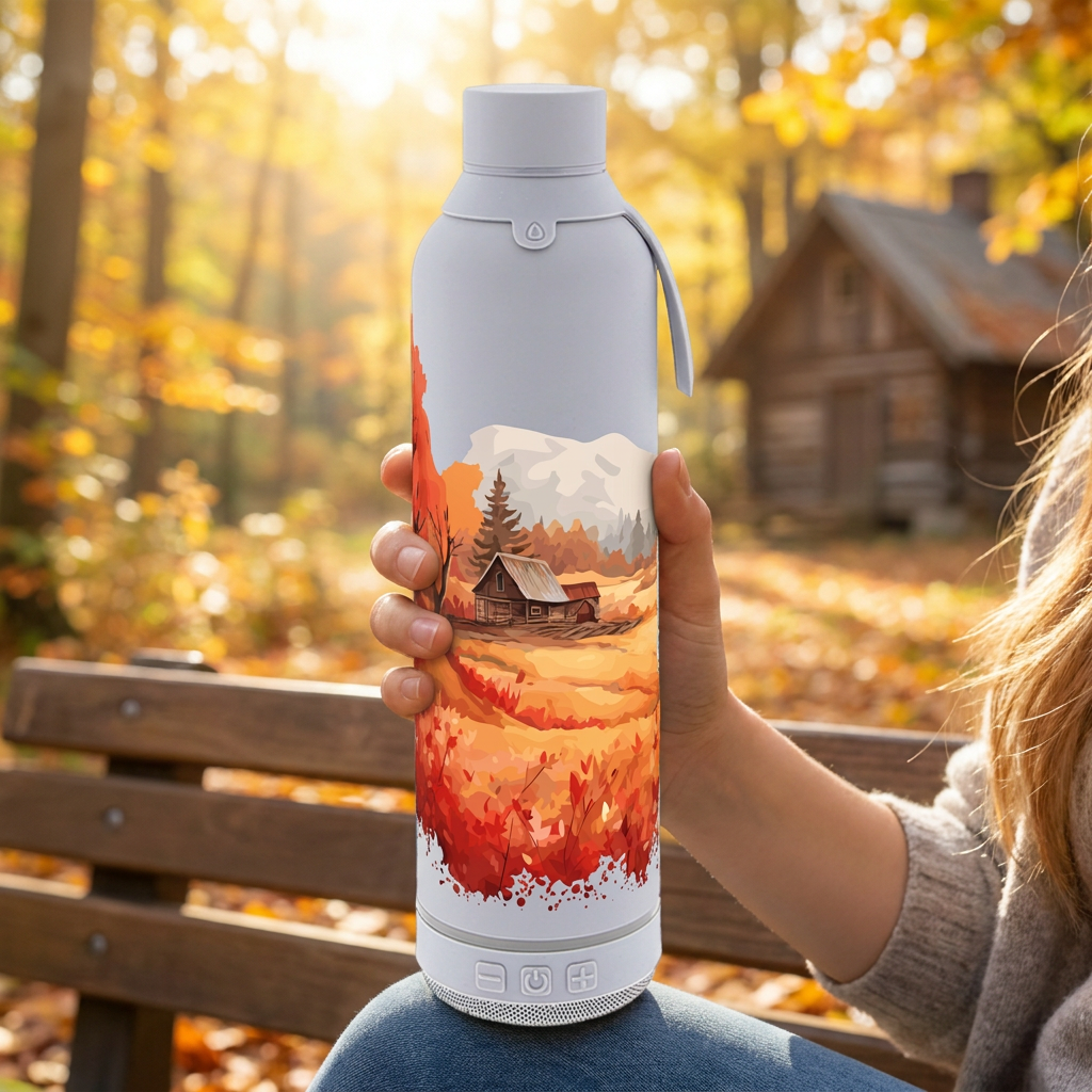 Botella Térmica de Acero Inoxidable con Altavoz – Travel Dreams | Aurea