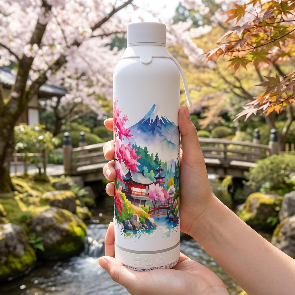 Botella Térmica de Acero Inoxidable con Altavoz – Travel Dreams | Aurea