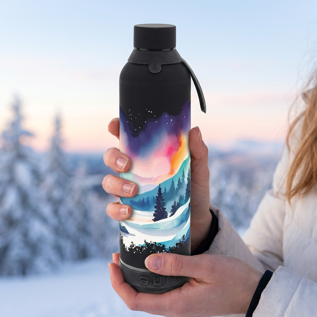 Botella Térmica de Acero Inoxidable con Altavoz – Travel Dreams | Aurea