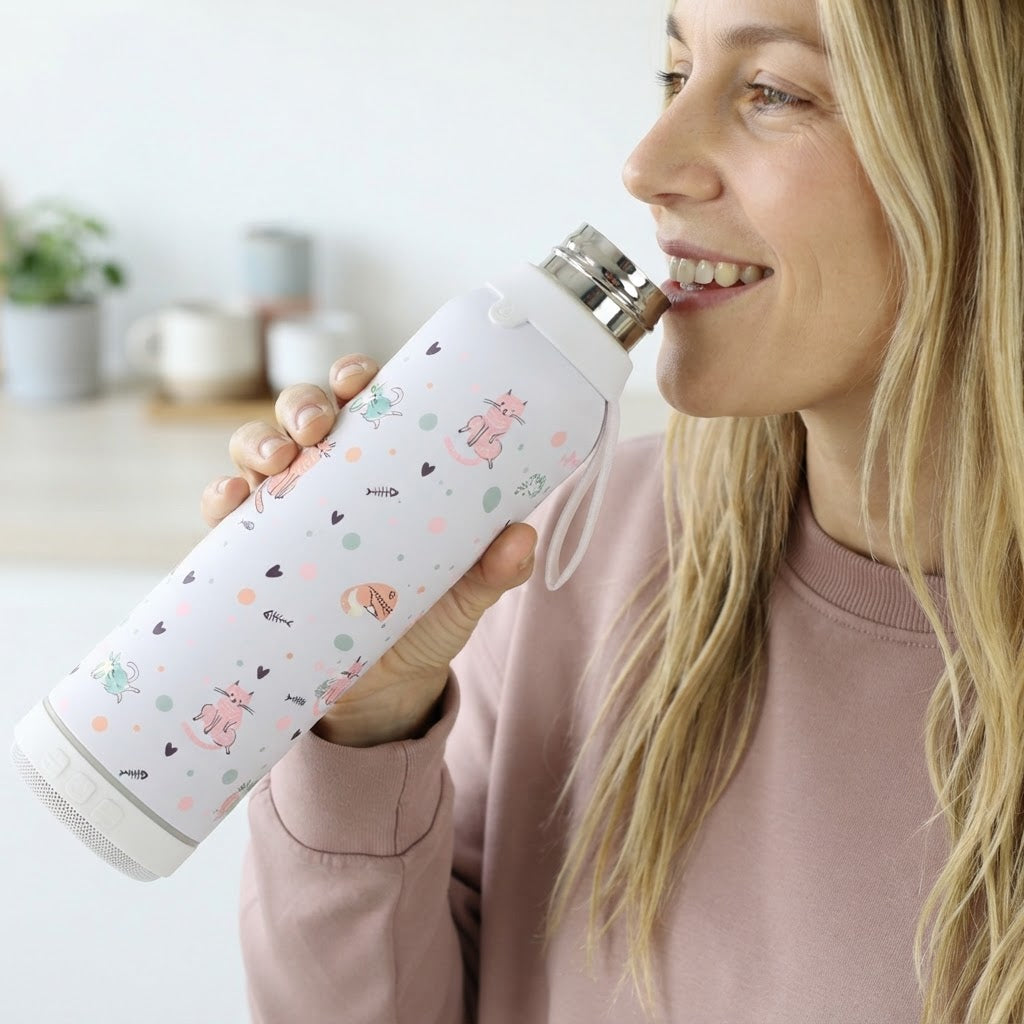 Botella Térmica de Acero Inoxidable con Altavoz – Dot & Meow | Aurea