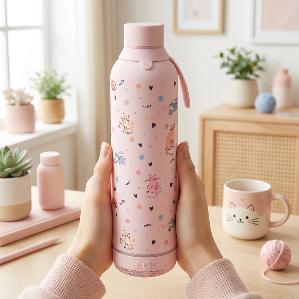 Botella Térmica de Acero Inoxidable con Altavoz – Dot & Meow | Aurea