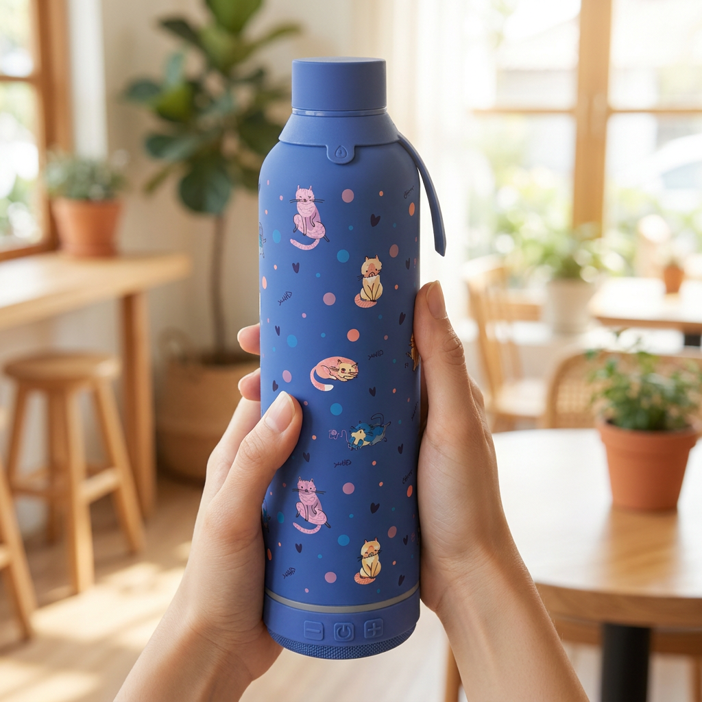Botella Térmica de Acero Inoxidable con Altavoz – Dot & Meow | Aurea