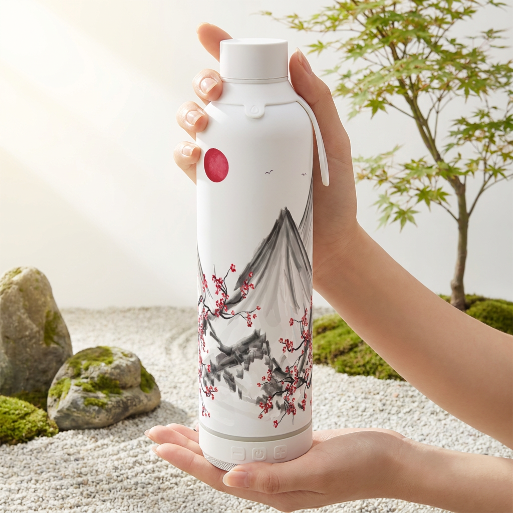 Botella Térmica de Acero Inoxidable con Altavoz – Echoes of Japan | Aurea