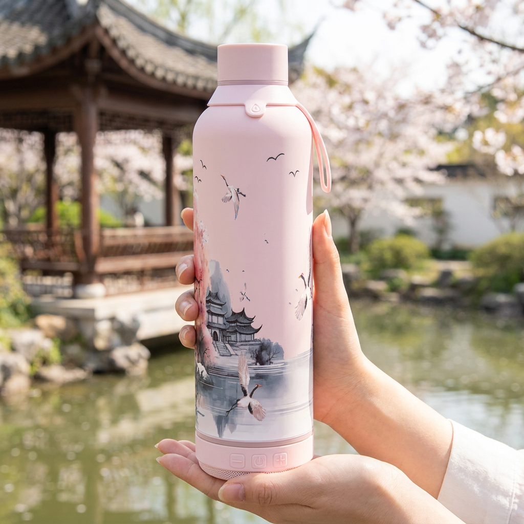 Botella Térmica de Acero Inoxidable con Altavoz – Echoes of Japan | Aurea