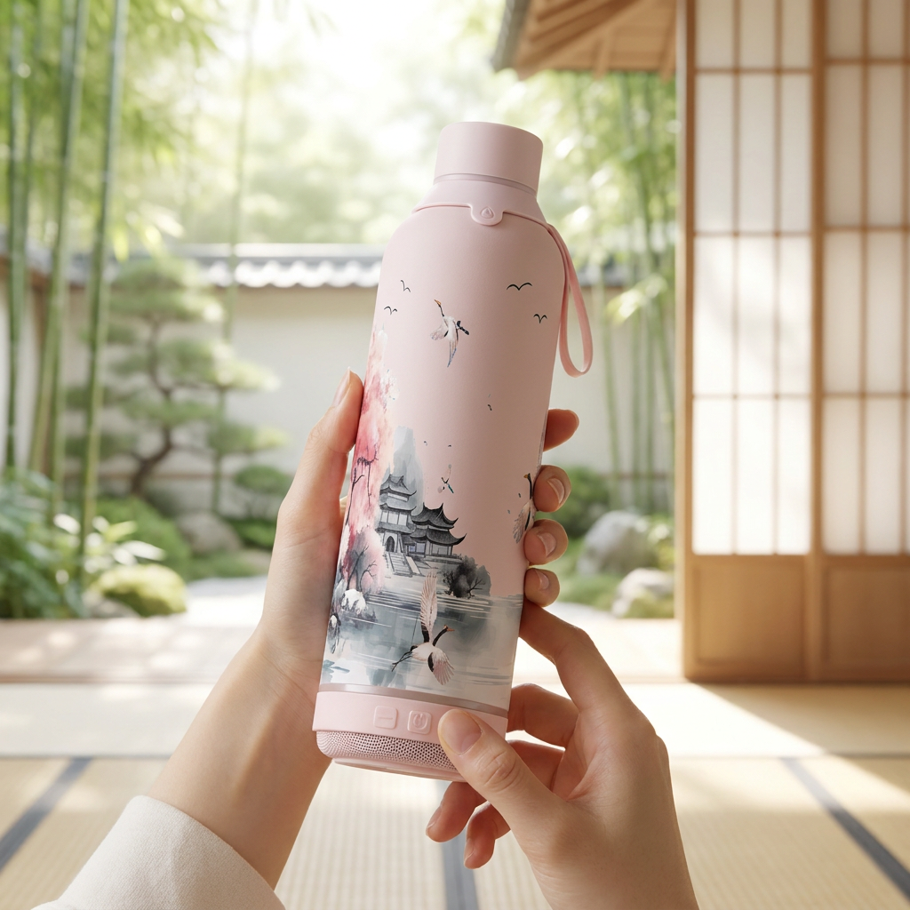 Botella Térmica de Acero Inoxidable con Altavoz – Echoes of Japan | Aurea
