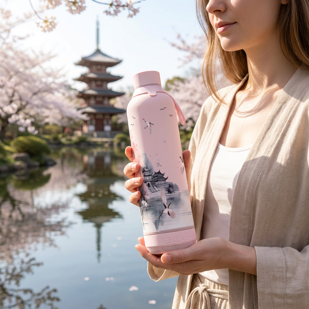 Botella Térmica de Acero Inoxidable con Altavoz – Echoes of Japan | Aurea
