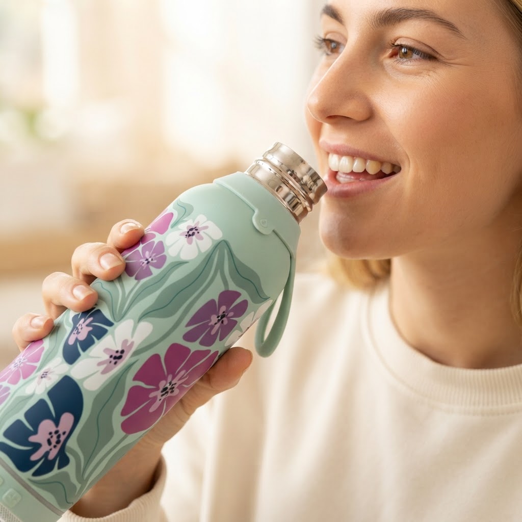 Botella Térmica de Acero Inoxidable con Altavoz – Tropic Bloom | Aurea