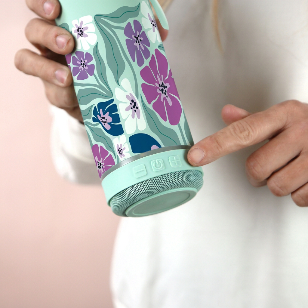 Botella Térmica de Acero Inoxidable con Altavoz – Tropic Bloom | Aurea