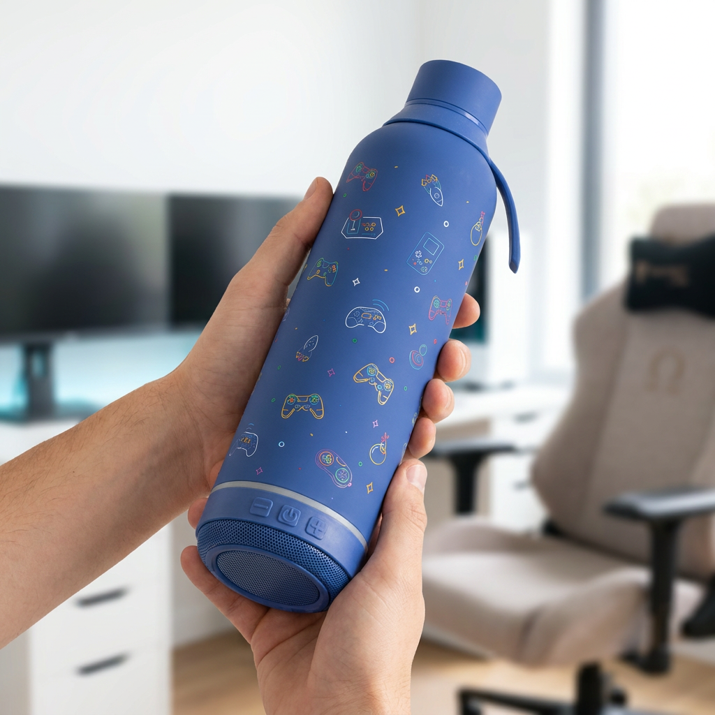 Botella Térmica de Acero Inoxidable con Altavoz – Neon Gamer | Aurea