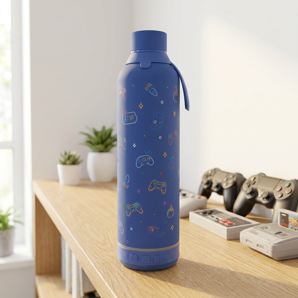 Botella Térmica de Acero Inoxidable con Altavoz – Neon Gamer | Aurea