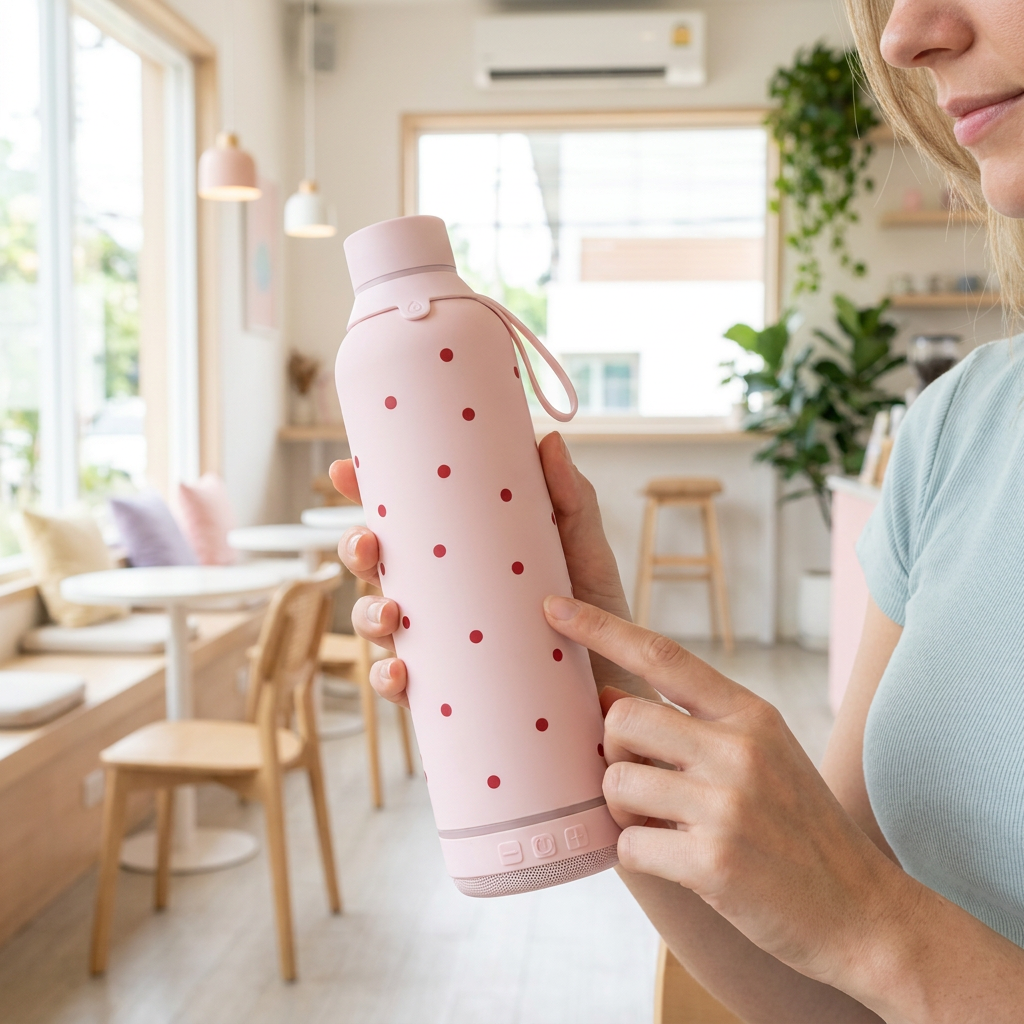 Botella Térmica de Acero Inoxidable con Altavoz – Petite Dots | Aurea