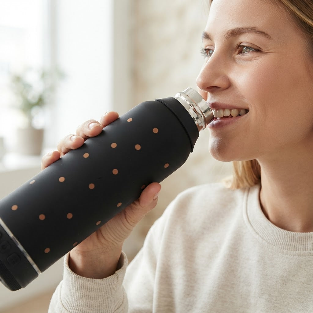 Botella Térmica de Acero Inoxidable con Altavoz – Petite Dots | Aurea