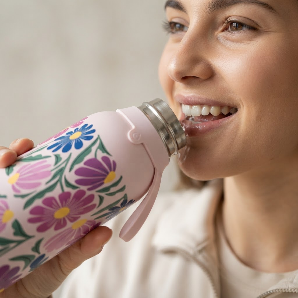 Botella Térmica de Acero Inoxidable con Altavoz – Tropic Bloom | Aurea