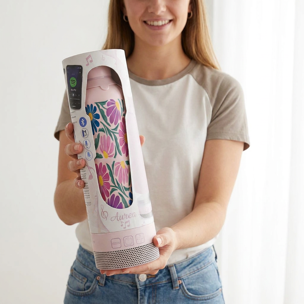 Botella Térmica de Acero Inoxidable con Altavoz – Tropic Bloom | Aurea