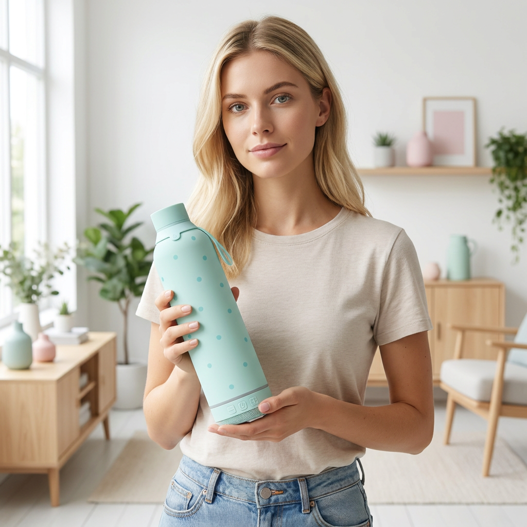 Botella Térmica de Acero Inoxidable con Altavoz – Pastel Dots | Aurea