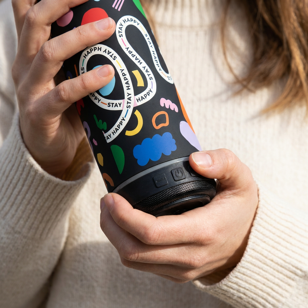 Botella Térmica de Acero Inoxidable con Altavoz – Keep Moving | Aurea
