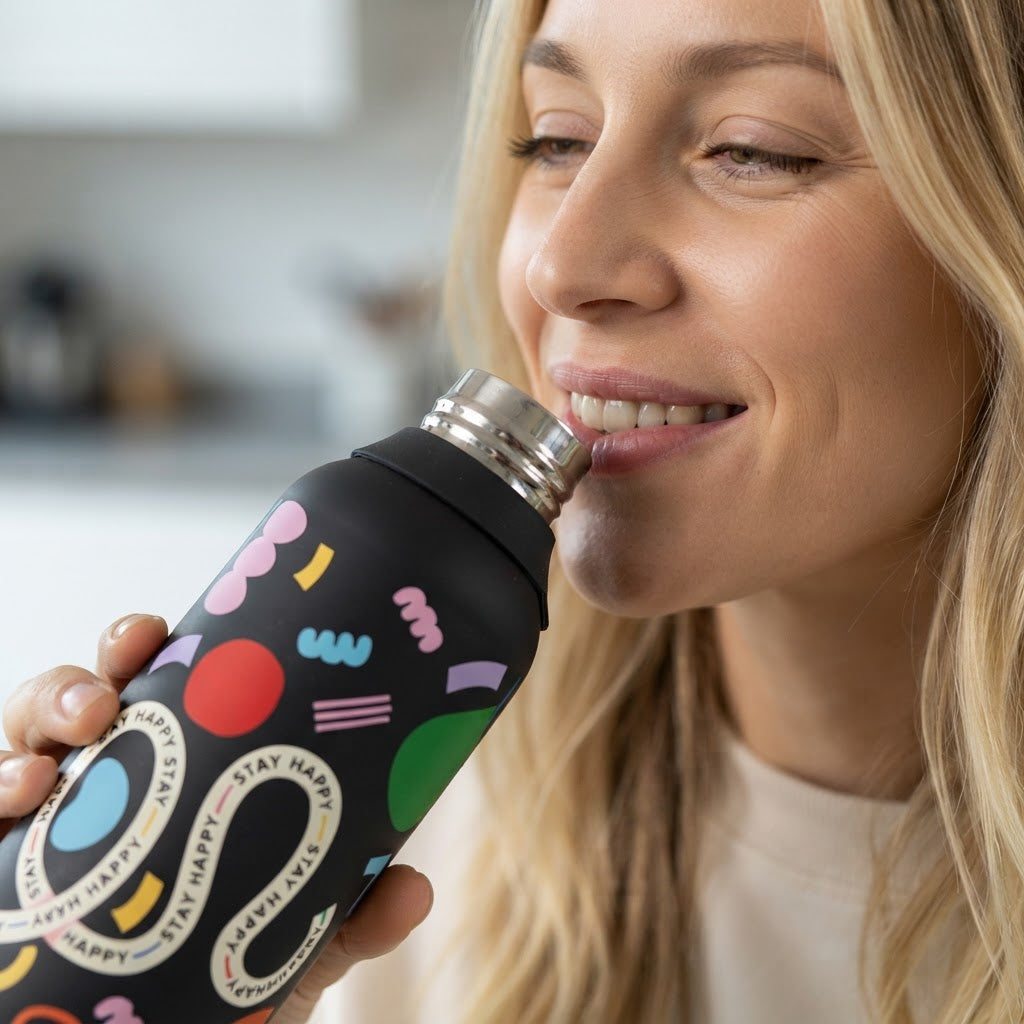 Botella Térmica de Acero Inoxidable con Altavoz – Keep Moving | Aurea