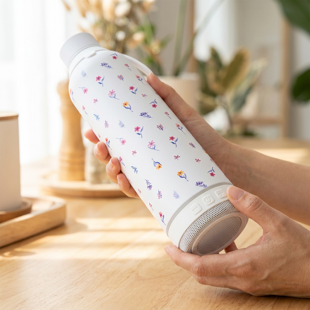 Botella Térmica de Acero Inoxidable con Altavoz – Little Bloom | Aurea