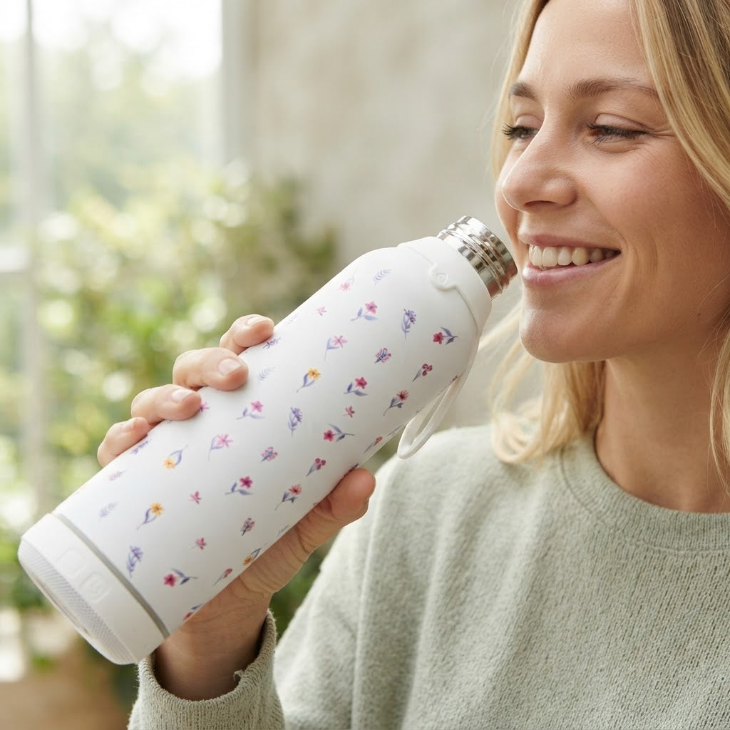 Botella Térmica de Acero Inoxidable con Altavoz – Little Bloom | Aurea