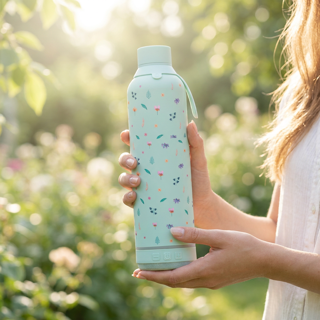 Botella Térmica de Acero Inoxidable con Altavoz – Little Bloom | Aurea