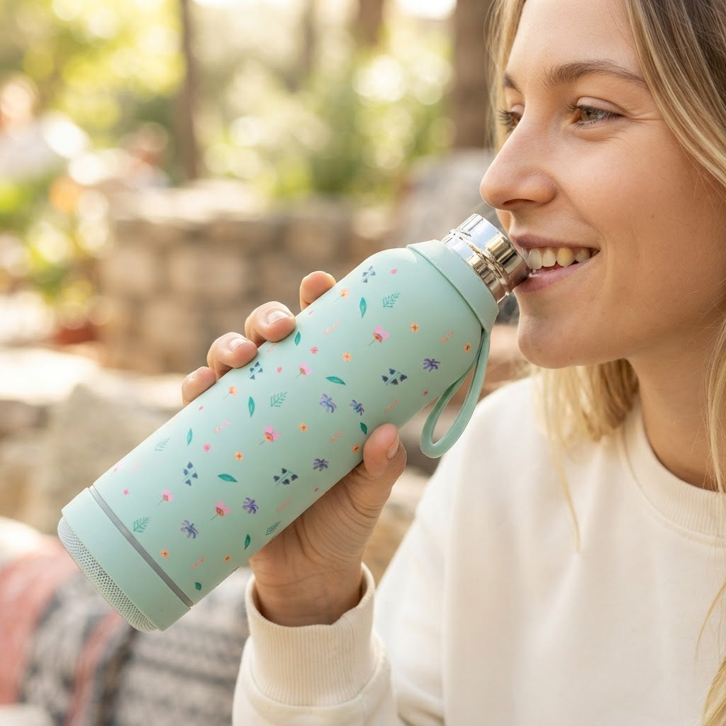 Botella Térmica de Acero Inoxidable con Altavoz – Little Bloom | Aurea