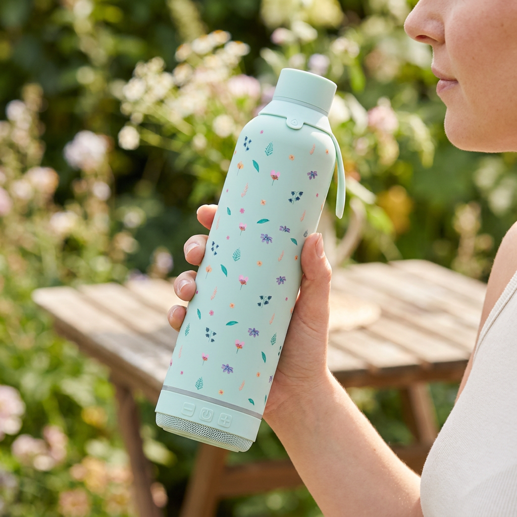 Botella Térmica de Acero Inoxidable con Altavoz – Little Bloom | Aurea