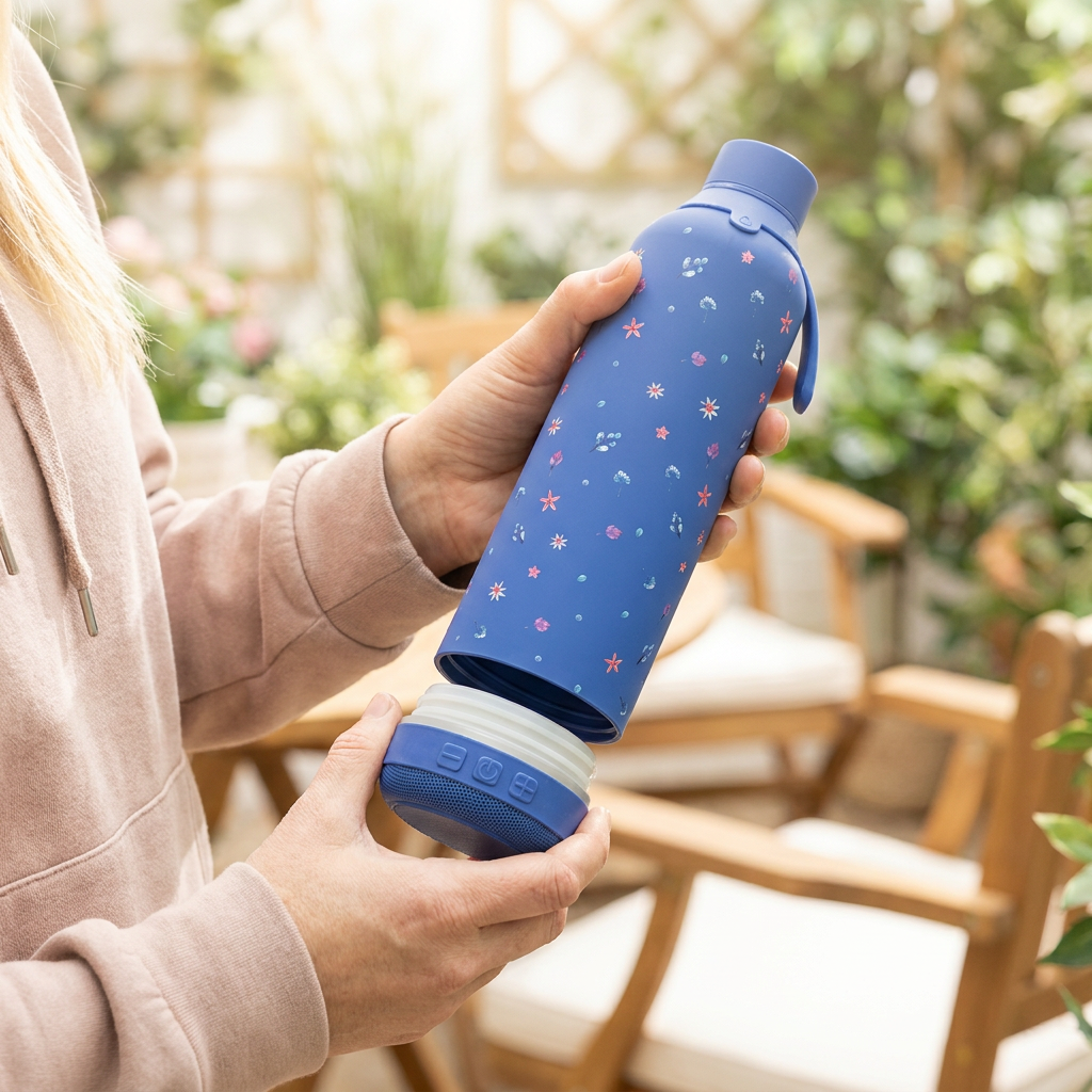 Botella Térmica de Acero Inoxidable con Altavoz – Little Bloom | Aurea