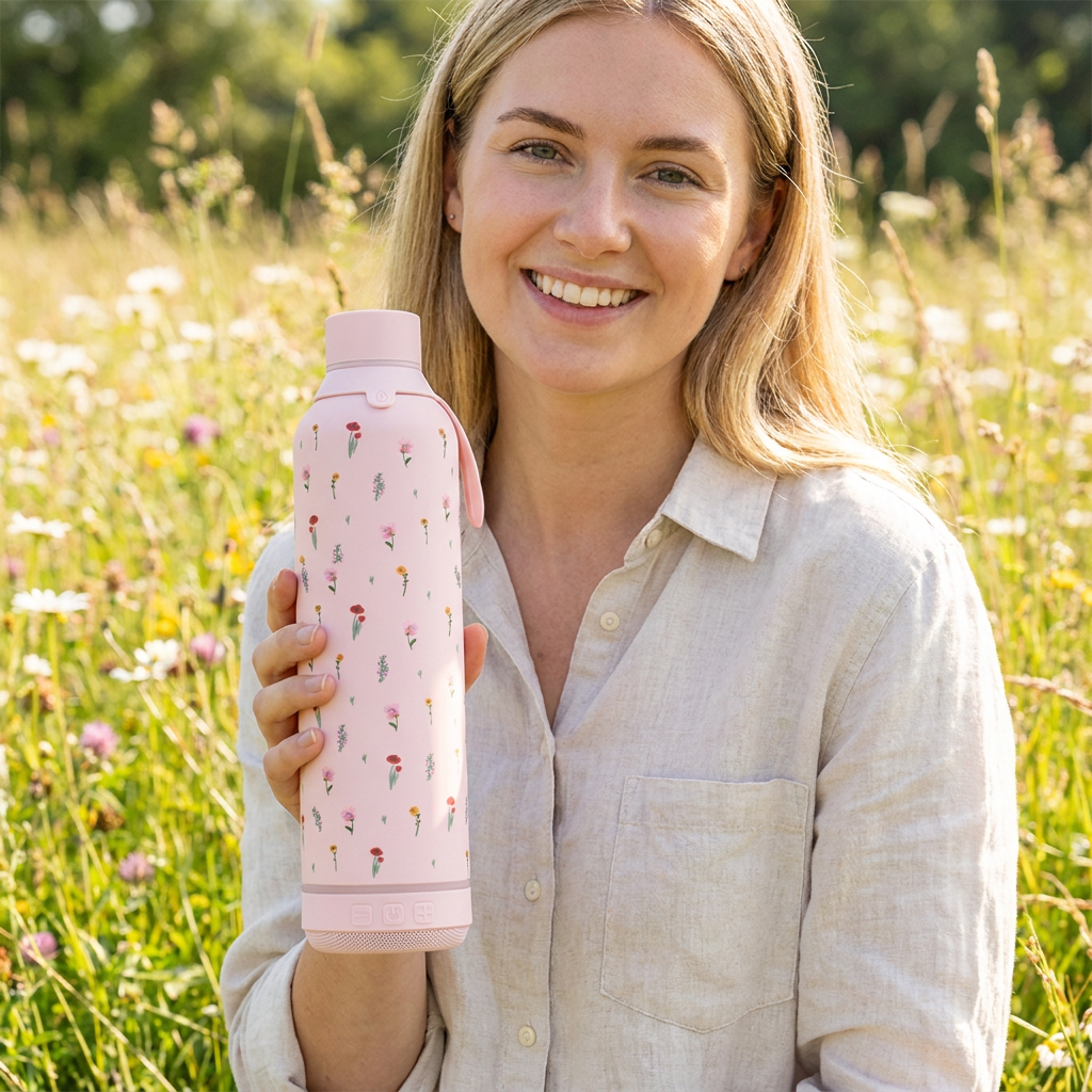Botella Térmica de Acero Inoxidable con Altavoz – Little Bloom | Aurea