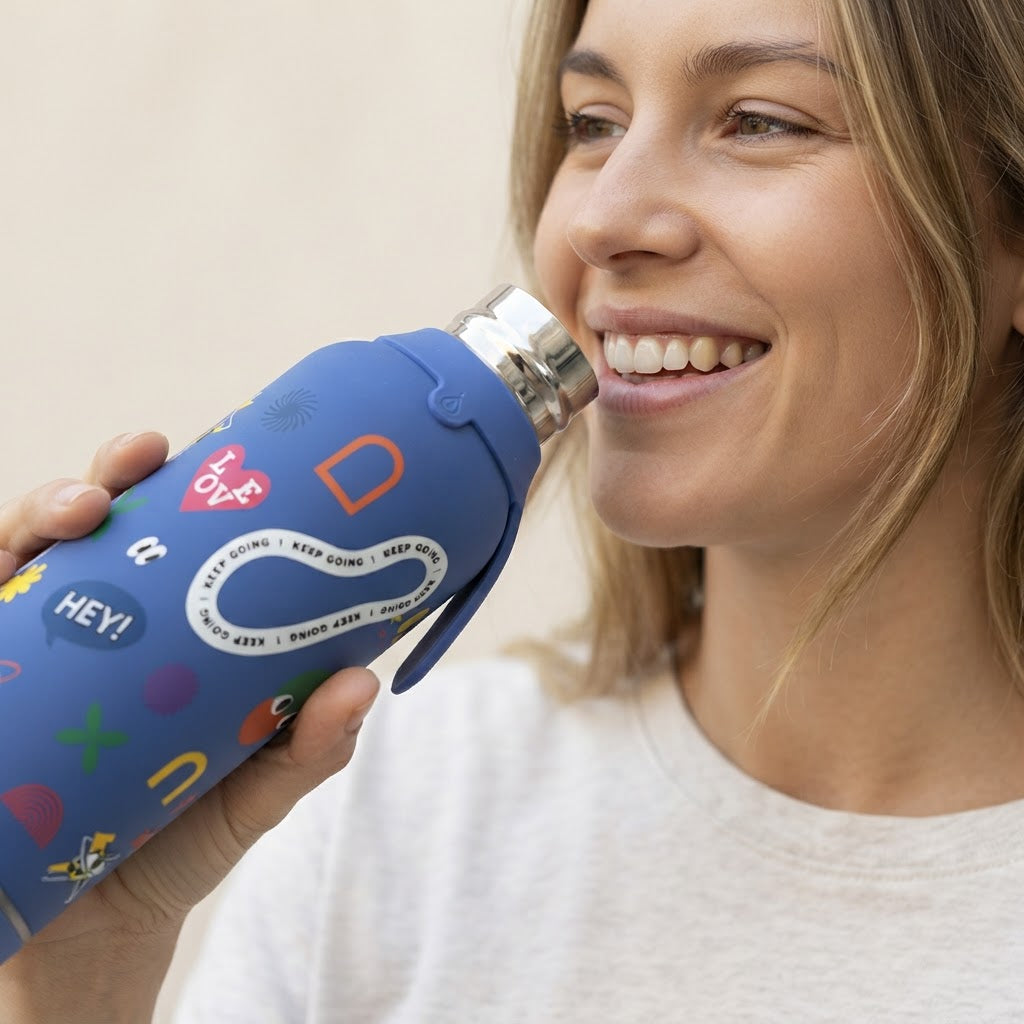 Botella Térmica de Acero Inoxidable con Altavoz – Keep Moving | Aurea