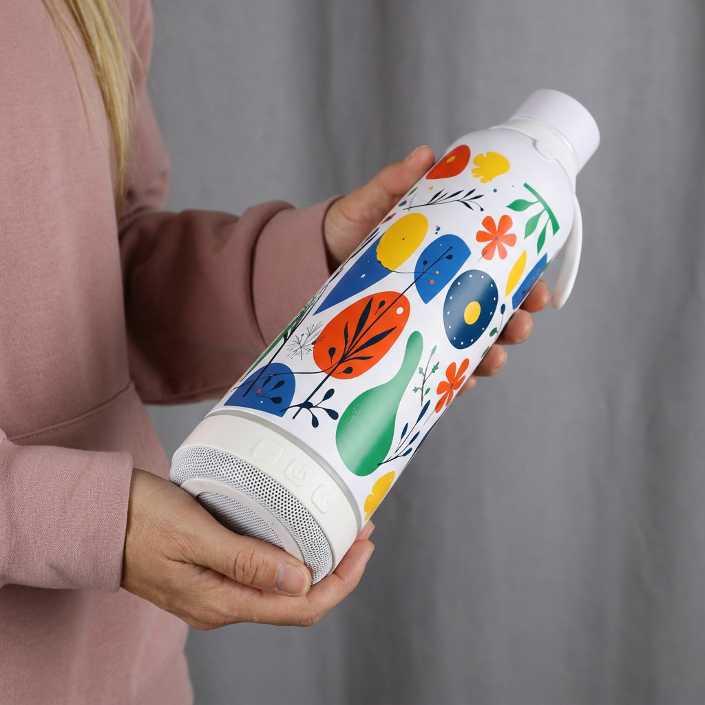 Botella Térmica de Acero Inoxidable con Altavoz – Happy Garden | Aurea