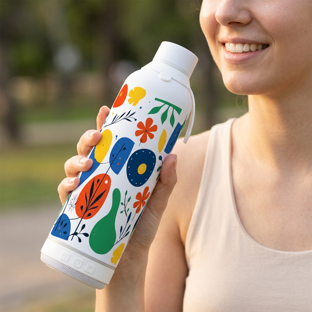 Botella Térmica de Acero Inoxidable con Altavoz – Happy Garden | Aurea
