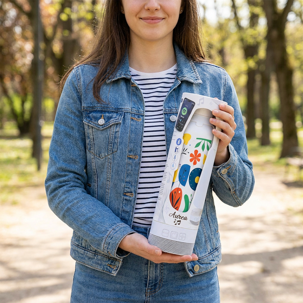 Botella Térmica de Acero Inoxidable con Altavoz – Happy Garden | Aurea